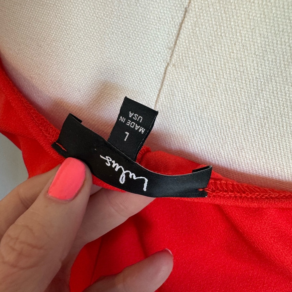 Lulus Ready for the Night Coral Red Twist-Front Mini Dress Large NWOT NEVER WORN - Picture 7 of 7